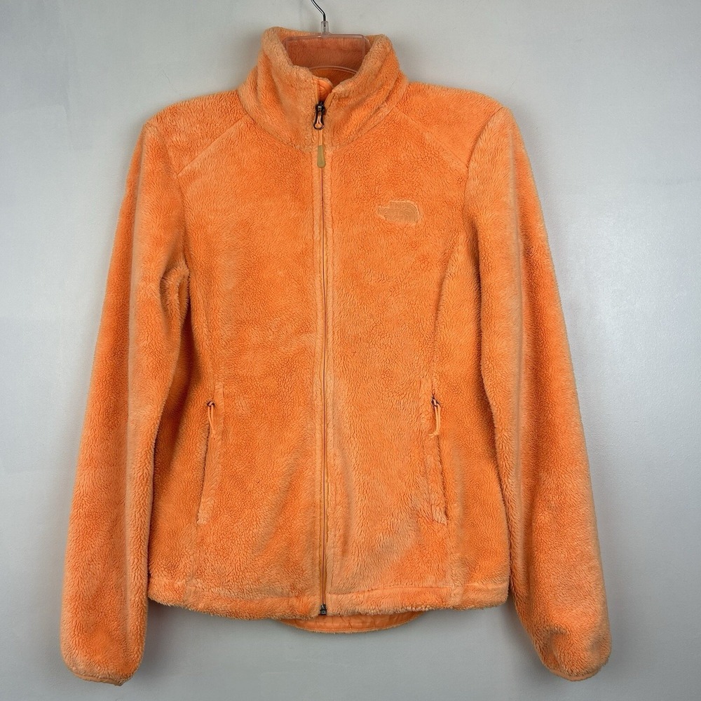 The North Face Jacket Womens XS Osito Fuzzy Full Zip Orange Zip Pockets Ladies